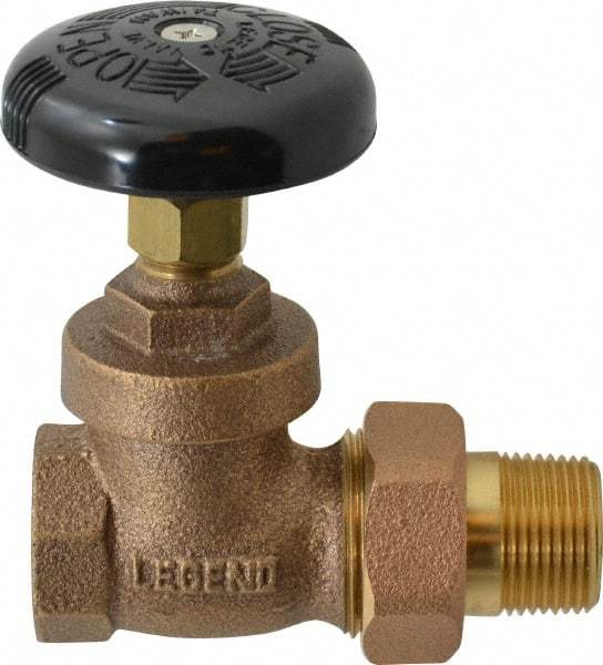 Legend Valve - 3/4" Pipe, 200 psi WOG Rating, FNPT x Male Union End Connections, Handwheel Steam Gate Radiator Valve - 125 psi Steam Pressure Rating, Bronze - Industrial Tool & Supply