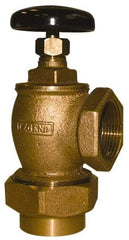 Legend Valve - 1" Pipe, 60 psi WOG Rating, Female Union x FNPT End Connections, Handwheel Convector Steam Angle Radiator Valve - 15 psi Steam Pressure Rating, Bronze - Industrial Tool & Supply
