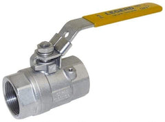 Legend Valve - 1-1/4" Pipe, Large Port, Stainless Steel Standard Ball Valve - 2 Piece, Inline - One Way Flow, FNPT x FNPT Ends, Locking Lever Handle, 1,500 WOG, 150 WSP - Industrial Tool & Supply