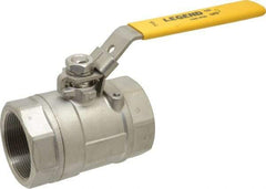 Legend Valve - 2" Pipe, Large Port, Stainless Steel Standard Ball Valve - 2 Piece, Inline - One Way Flow, FNPT x FNPT Ends, Locking Lever Handle, 1,500 WOG, 150 WSP - Industrial Tool & Supply