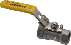 Legend Valve - 1/4" Pipe, Standard Port, Stainless Steel Standard Ball Valve - 1 Piece, Inline - One Way Flow, FNPT x FNPT Ends, Locking Lever Handle, 800 WOG, 150 WSP - Industrial Tool & Supply