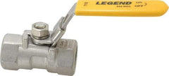 Legend Valve - 1/2" Pipe, Standard Port, Stainless Steel Standard Ball Valve - 1 Piece, Inline - One Way Flow, FNPT x FNPT Ends, Locking Lever Handle, 800 WOG, 150 WSP - Industrial Tool & Supply