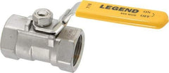 Legend Valve - 1" Pipe, Standard Port, Stainless Steel Standard Ball Valve - 1 Piece, Inline - One Way Flow, FNPT x FNPT Ends, Locking Lever Handle, 800 WOG, 150 WSP - Industrial Tool & Supply