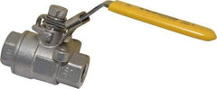 Legend Valve - 1/4" Pipe, Full Port, Stainless Steel Standard Ball Valve - 2 Piece, Inline - One Way Flow, FNPT x FNPT Ends, Locking Lever Handle, 1,000 WOG, 150 WSP - Industrial Tool & Supply