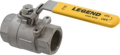 Legend Valve - 1-1/4" Pipe, Full Port, Stainless Steel Standard Ball Valve - 2 Piece, Inline - One Way Flow, FNPT x FNPT Ends, Locking Lever Handle, 1,000 WOG, 150 WSP - Industrial Tool & Supply