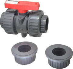Legend Valve - 2" Pipe, Full Port, PVC True Union Design Ball Valve - Inline - One Way Flow, FNPT x Solvent Ends, Tee Handle, 150 WOG - Industrial Tool & Supply