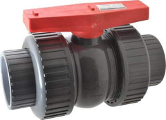 Legend Valve - 3" Pipe, Full Port, PVC True Union Design Ball Valve - Inline - One Way Flow, Solvent x Solvent Ends, Tee Handle, 150 WOG - Industrial Tool & Supply