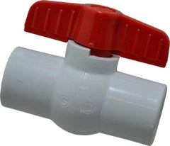 Legend Valve - 3/4" Pipe, Full Port, PVC Miniature Ball Valve - Inline - One Way Flow, FNPT x FNPT Ends, Tee Handle, 150 WOG - Industrial Tool & Supply