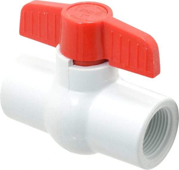 Legend Valve - 1" Pipe, Full Port, PVC Miniature Ball Valve - Inline - One Way Flow, FNPT x FNPT Ends, Tee Handle, 150 WOG - Industrial Tool & Supply