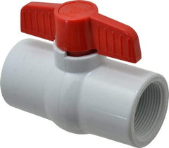 Legend Valve - 1-1/4" Pipe, Full Port, PVC Miniature Ball Valve - Inline - One Way Flow, FNPT x FNPT Ends, Tee Handle, 150 WOG - Industrial Tool & Supply
