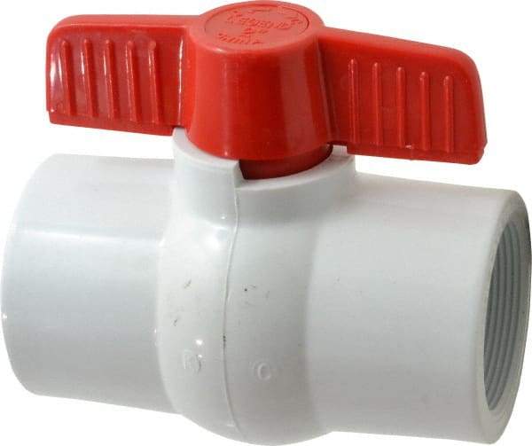 Legend Valve - 2" Pipe, Full Port, PVC Miniature Ball Valve - Inline - One Way Flow, FNPT x FNPT Ends, Tee Handle, 150 WOG - Industrial Tool & Supply