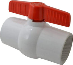 Legend Valve - 3" Pipe, Full Port, PVC Miniature Ball Valve - Inline - One Way Flow, FNPT x FNPT Ends, Tee Handle, 150 WOG - Industrial Tool & Supply