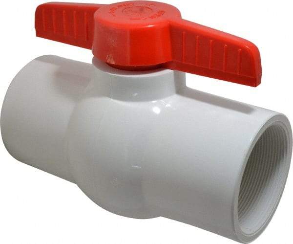 Legend Valve - 4" Pipe, Full Port, PVC Miniature Ball Valve - Inline - One Way Flow, FNPT x FNPT Ends, Tee Handle, 150 WOG - Industrial Tool & Supply