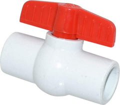 Legend Valve - 3/4" Pipe, Full Port, PVC Miniature Ball Valve - Inline - One Way Flow, Solvent x Solvent Ends, Tee Handle, 150 WOG - Industrial Tool & Supply