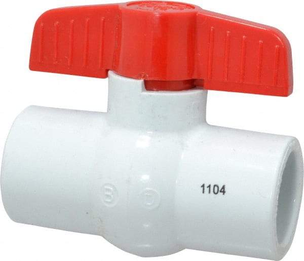 Legend Valve - 1" Pipe, Full Port, PVC Standard Ball Valve - Bi-Directional, Solvent x Solvent Ends, Tee Handle, 150 WOG - Industrial Tool & Supply