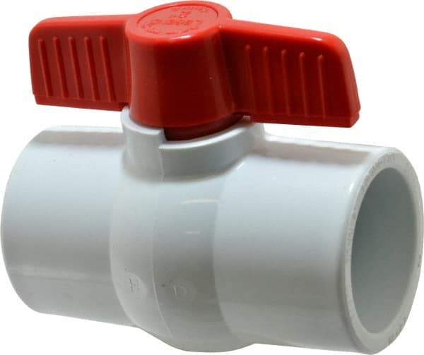 Legend Valve - 2" Pipe, Full Port, PVC Miniature Ball Valve - Inline - One Way Flow, Solvent x Solvent Ends, Tee Handle, 150 WOG - Industrial Tool & Supply