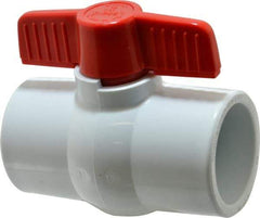 Legend Valve - 2" Pipe, Full Port, PVC Miniature Ball Valve - Inline - One Way Flow, Solvent x Solvent Ends, Tee Handle, 150 WOG - Industrial Tool & Supply