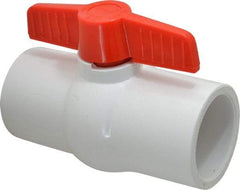Legend Valve - 2-1/2" Pipe, Full Port, PVC Miniature Ball Valve - Inline - One Way Flow, Solvent x Solvent Ends, Tee Handle, 150 WOG - Industrial Tool & Supply
