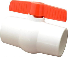 Legend Valve - 3" Pipe, Full Port, PVC Miniature Ball Valve - Inline - One Way Flow, Solvent x Solvent Ends, Tee Handle, 150 WOG - Industrial Tool & Supply