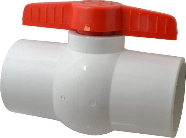 Legend Valve - 4" Pipe, Full Port, PVC Miniature Ball Valve - Inline - One Way Flow, Solvent x Solvent Ends, Tee Handle, 150 WOG - Industrial Tool & Supply