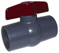 Legend Valve - 1-1/4" Pipe, Full Port, PVC Miniature Ball Valve - Inline - One Way Flow, FNPT x FNPT Ends, Tee Handle, 150 WOG - Industrial Tool & Supply