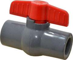 Legend Valve - 3/4" Pipe, Full Port, PVC Miniature Ball Valve - Inline - One Way Flow, FNPT x FNPT Ends, Tee Handle, 150 WOG - Industrial Tool & Supply