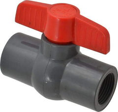 Legend Valve - 1" Pipe, Full Port, PVC Miniature Ball Valve - Inline - One Way Flow, FNPT x FNPT Ends, Tee Handle, 150 WOG - Industrial Tool & Supply
