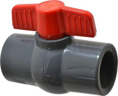 Legend Valve - 1-1/2" Pipe, Full Port, PVC Miniature Ball Valve - Inline - One Way Flow, FNPT x FNPT Ends, Tee Handle, 150 WOG - Industrial Tool & Supply