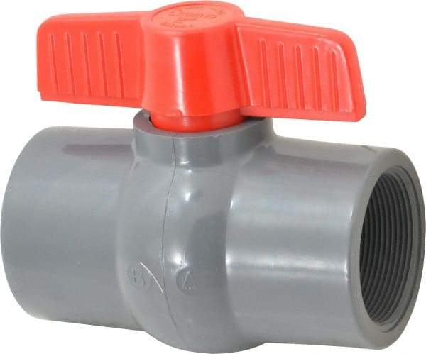 Legend Valve - 2" Pipe, Full Port, PVC Miniature Ball Valve - Inline - One Way Flow, FNPT x FNPT Ends, Tee Handle, 150 WOG - Industrial Tool & Supply