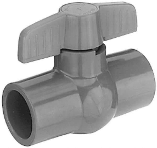 Legend Valve - 1-1/4" Pipe, Full Port, PVC Miniature Ball Valve - Inline - One Way Flow, Solvent x Solvent Ends, Tee Handle, 150 WOG - Industrial Tool & Supply