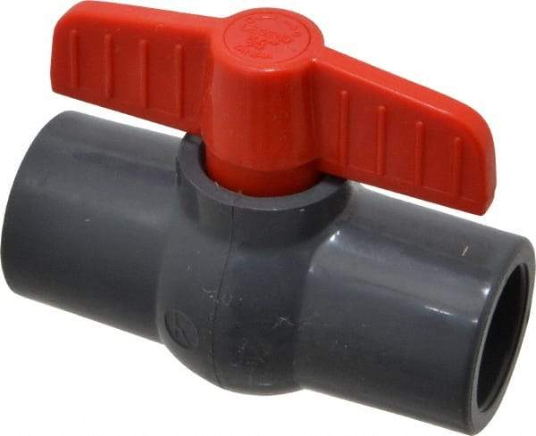 Legend Valve - 3/4" Pipe, Full Port, PVC Miniature Ball Valve - Inline - One Way Flow, Solvent x Solvent Ends, Tee Handle, 150 WOG - Industrial Tool & Supply