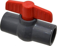 Legend Valve - 3/4" Pipe, Full Port, PVC Miniature Ball Valve - Inline - One Way Flow, Solvent x Solvent Ends, Tee Handle, 150 WOG - Industrial Tool & Supply