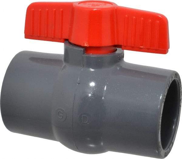 Legend Valve - 2" Pipe, Full Port, PVC Miniature Ball Valve - Inline - One Way Flow, Solvent x Solvent Ends, Tee Handle, 150 WOG - Industrial Tool & Supply