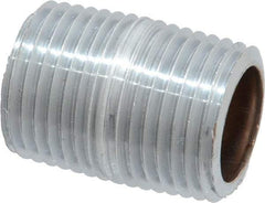 Merit Brass - 1-1/8" Long, 1/2" Pipe Threaded Brass Pipe Nipple - NPT Thread, Chrome Plated Red Brass - Industrial Tool & Supply