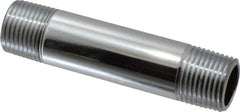 Merit Brass - 3-1/2" Long, 1/2" Pipe Threaded Brass Pipe Nipple - NPT Thread, Chrome Plated Red Brass - Industrial Tool & Supply