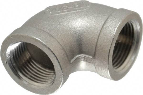 Merit Brass - 3/4" Grade 304 Stainless Steel Pipe 90° Elbow - FNPT x FNPT End Connections, 150 psi - Industrial Tool & Supply