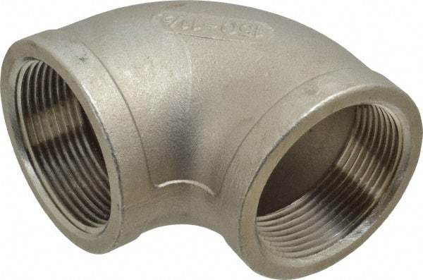 Merit Brass - 1-1/2" Grade 304 Stainless Steel Pipe 90° Elbow - FNPT x FNPT End Connections, 150 psi - Industrial Tool & Supply