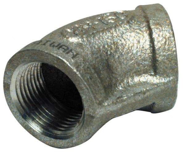 Merit Brass - 2-1/2" Grade 304 Stainless Steel Pipe 45° Elbow - FNPT x FNPT End Connections, 150 psi - Industrial Tool & Supply