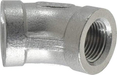 Merit Brass - 3/8" Grade 304 Stainless Steel Pipe 45° Elbow - FNPT x FNPT End Connections, 150 psi - Industrial Tool & Supply