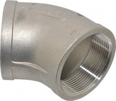 Merit Brass - 2" Grade 304 Stainless Steel Pipe 45° Elbow - FNPT x FNPT End Connections, 150 psi - Industrial Tool & Supply