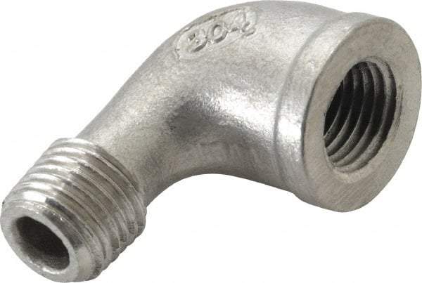 Merit Brass - 1/4" Grade 304 Stainless Steel Pipe 90° Street Elbow - FNPT x MNPT End Connections, 150 psi - Industrial Tool & Supply