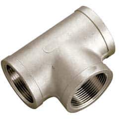 Value Collection - 3/8" Grade 304 Stainless Steel Pipe Tee - FNPT x FNPT x FNPT End Connections, 150 psi - Industrial Tool & Supply