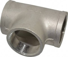Merit Brass - 2" Grade 304 Stainless Steel Pipe Tee - FNPT x FNPT x FNPT End Connections, 150 psi - Industrial Tool & Supply