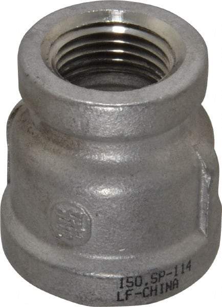 Merit Brass - 3/4 x 1/2" Grade 304 Stainless Steel Pipe Reducer Coupling - FNPT x FNPT End Connections, 150 psi - Industrial Tool & Supply