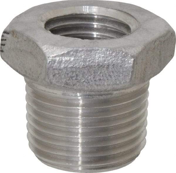 Value Collection - 3/8 x 1/4" Grade 304 Stainless Steel Pipe Hex Bushing - MNPT x FNPT End Connections, 150 psi - Industrial Tool & Supply