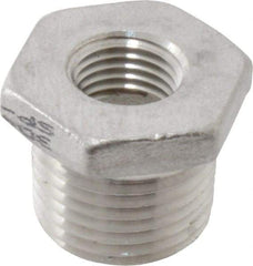 Value Collection - 1/2 x 1/4" Grade 304 Stainless Steel Pipe Hex Bushing - MNPT x FNPT End Connections, 150 psi - Industrial Tool & Supply