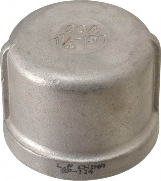 Value Collection - 1-1/4" Grade 304 Stainless Steel Pipe End Cap - FNPT End Connections, 150 psi - Industrial Tool & Supply