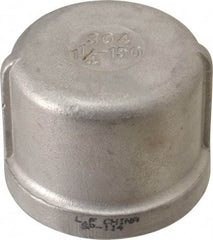 Value Collection - 1-1/4" Grade 304 Stainless Steel Pipe End Cap - FNPT End Connections, 150 psi - Industrial Tool & Supply