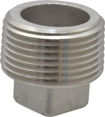 Merit Brass - 1" Grade 304 Stainless Steel Pipe Square Head Plug - MNPT End Connections, 150 psi - Industrial Tool & Supply