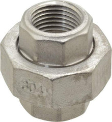 Merit Brass - 1/2" Grade 304 Stainless Steel Pipe Union - FNPT x FNPT End Connections, 150 psi - Industrial Tool & Supply
